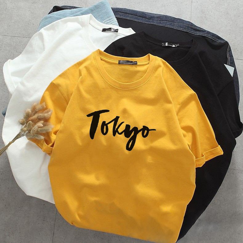 Áo thun tay lỡ nam nữ chữ kiểu Tokyo vải dày mịn 20T2728