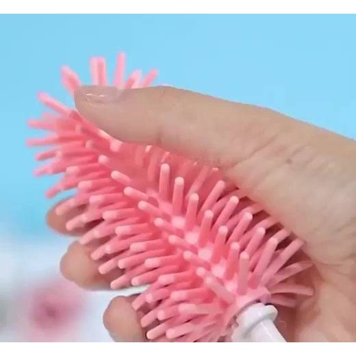 (Cọ 3 chi tiết) Dụng cụ cọ rửa bình sữa Silicon tay cầm xoay 360 độ siêu sạch tiện lợi an toàn cho bé