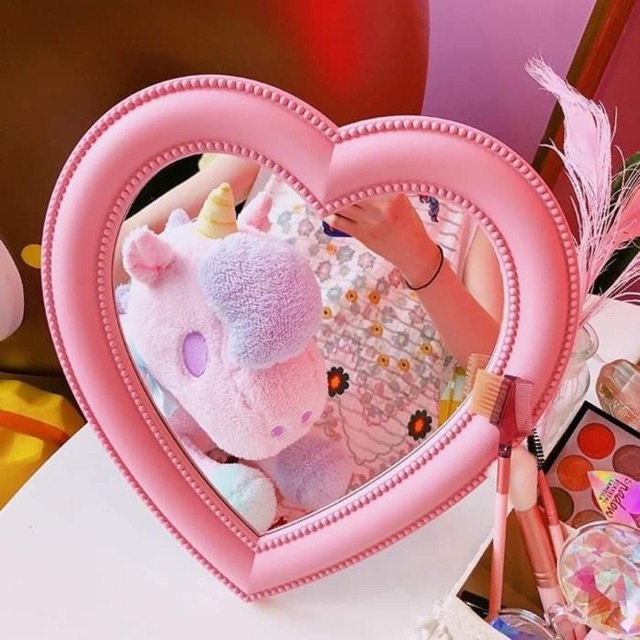 Gương Để Bàn Hình Trái Tim Decor Bàn Học, Bàn Làm Việc, Trang Điểm Nhiều Màu