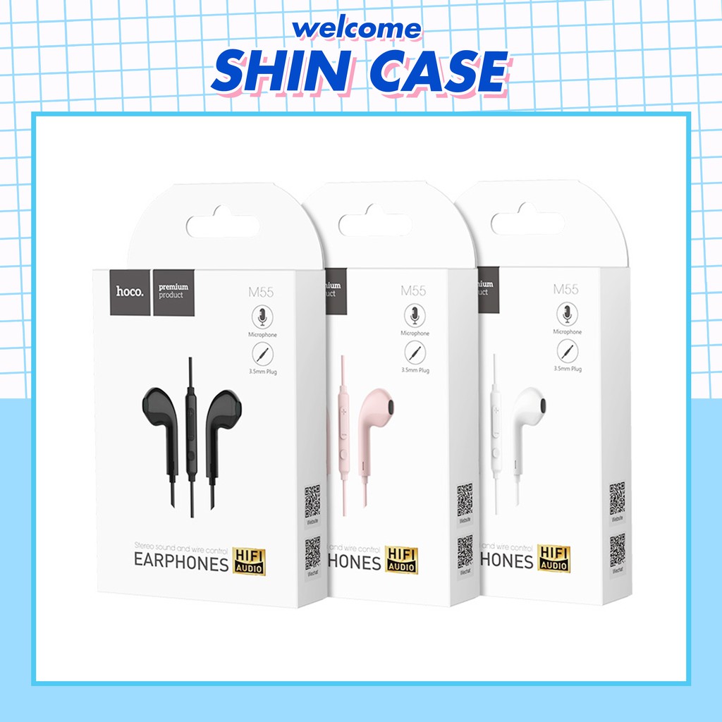 Hoco Chính Hãng - Tai nghe jack 3.5mm Hoco M55 dây TPE dẻo kèm Micro đàm thoại dài 1.2M - Shin Case