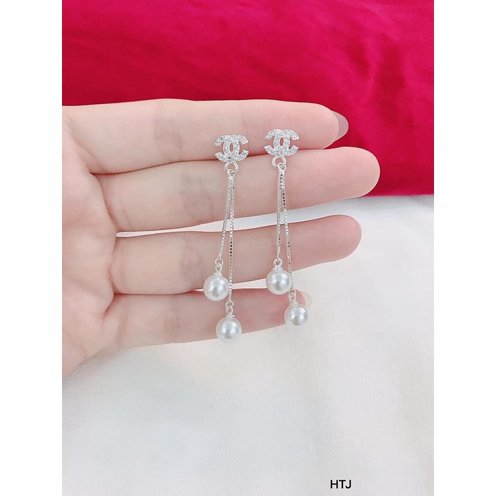 Bông tai nữ bạc đẹp, khuyên tai chữ X dáng dài mẫu mới cực xinh - Kho sỉ bạc Nhất Linh