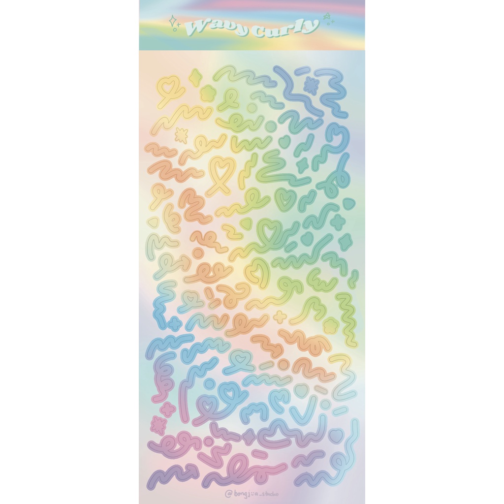 Bongjua | Wavy Curly Stickers - nhãn dán ruy băng, trang trí