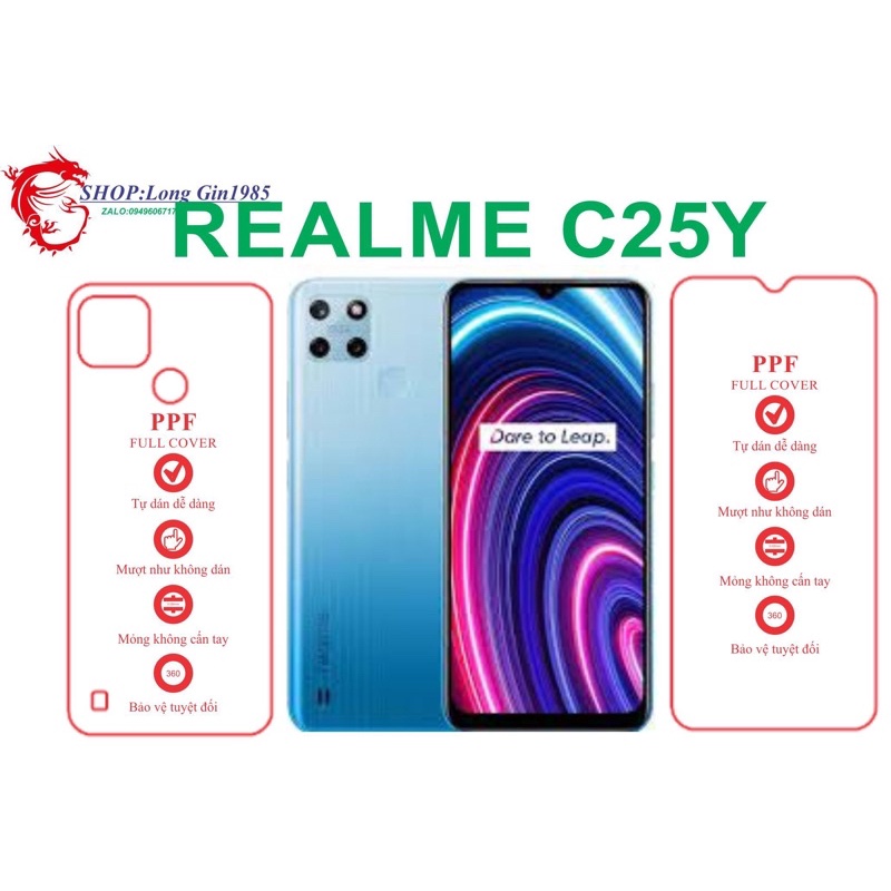 Realme C25Y miếng dán trong Ppf mặt sau và mặt trước chống va đập chống trầy xước