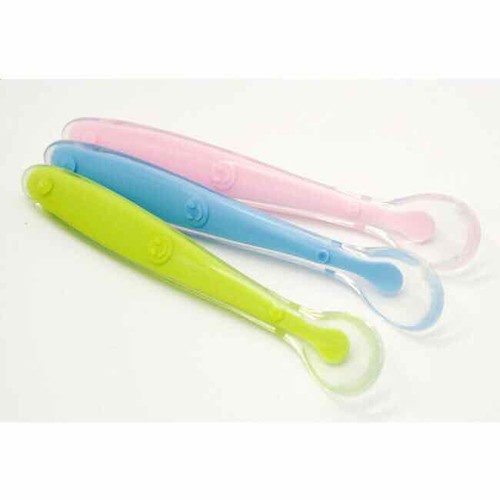 Thìa Silicon cán dài siêu mềm, thìa ăn dặm cho bé, muỗng silicone nhựa dẻo an toàn shop NEM