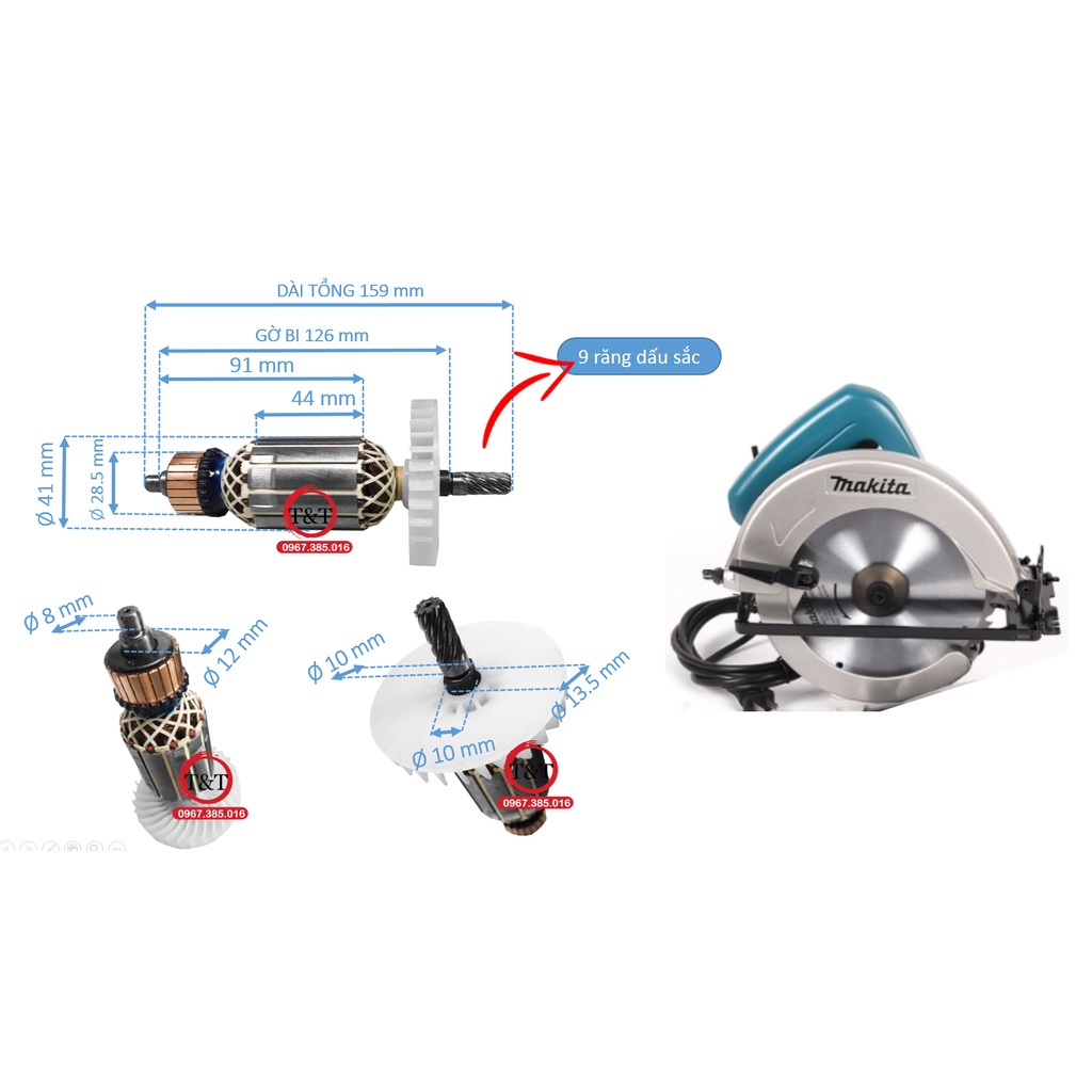 RÔ TO MÁY CƯA GỖ MAKITA 5806, Dùng chung cho máy cưa gỗ DCA  AMY02-185. RUỘT CƯA MKT 5806, ROTOR 5806 HIỆU DC và DCA,