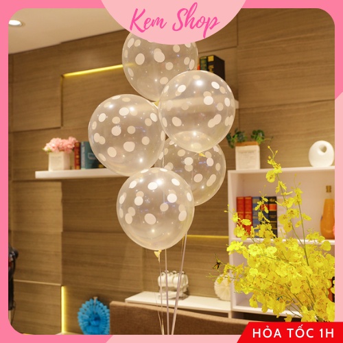 Bóng Trong Suốt Chấm Bi Trắng Tròn Trang Trí Sinh Nhật - K97
