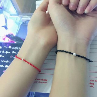 Vòng chỉ may mắn Thái Lan - 2 màu đỏ và đen mix bi bạc