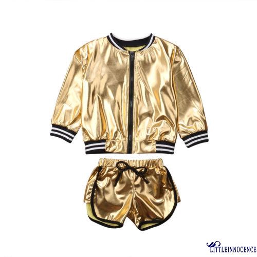 ❤XZQ-Baby Little Girls Fashion Cool Autumn Party Casual Bling Bling Cardigan Long Sleeve Coat Short Pants Outfits Set