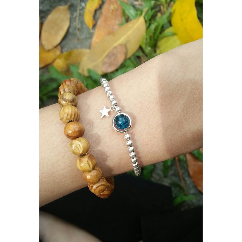 Lắc tay bi đá xanh HĐ chất liệu bạc ta cao cấp, lắc tay bi tùy chỉnh kích cỡ | BigBuy360 - bigbuy360.vn