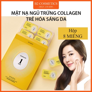 Mặt nạ ngủ Trứng Collagen trẻ hóa dưỡng ẩm sáng da kiềm dầu VENZEN hộp 8 miếng nội địa Trung cao cấp