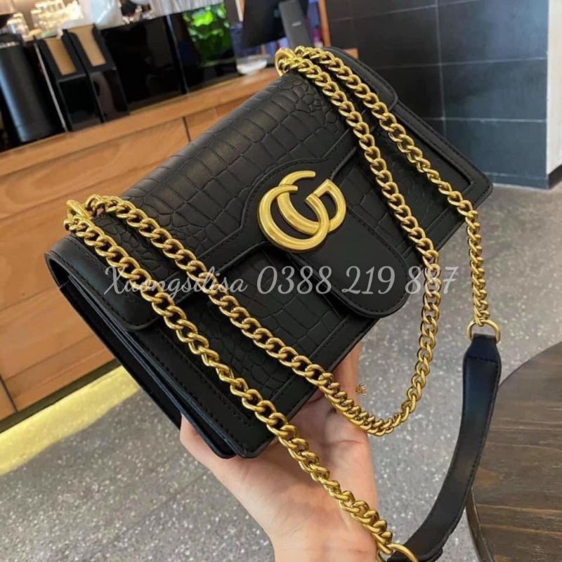 Túi Đeo Chéo Đeo Vai Gu Xì Da Rắn 2 Ngăn Mẫu Mới