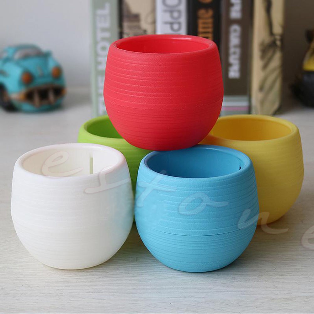 Chậu hoa / cây / sen đá bằng nhựa mini hình tròn 7*7cm nhiều màu sắc thân thiện với môi trường cho nhà / văn phòng
