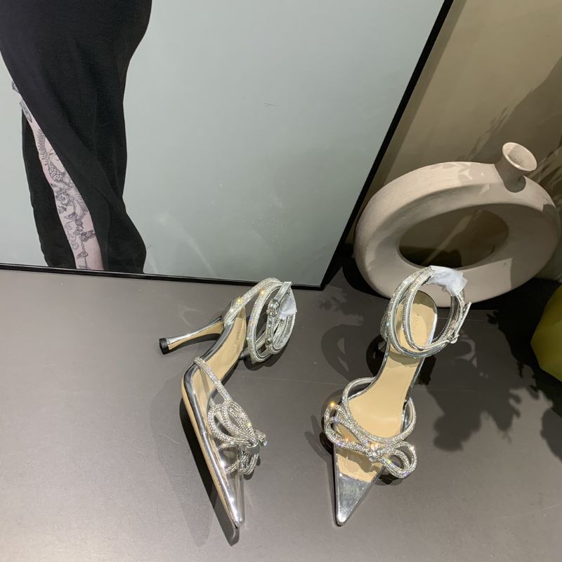 Giày cao gót nữ mũi nhọn có quai đính nơ đính đá gót 9cm Mach&Mach
