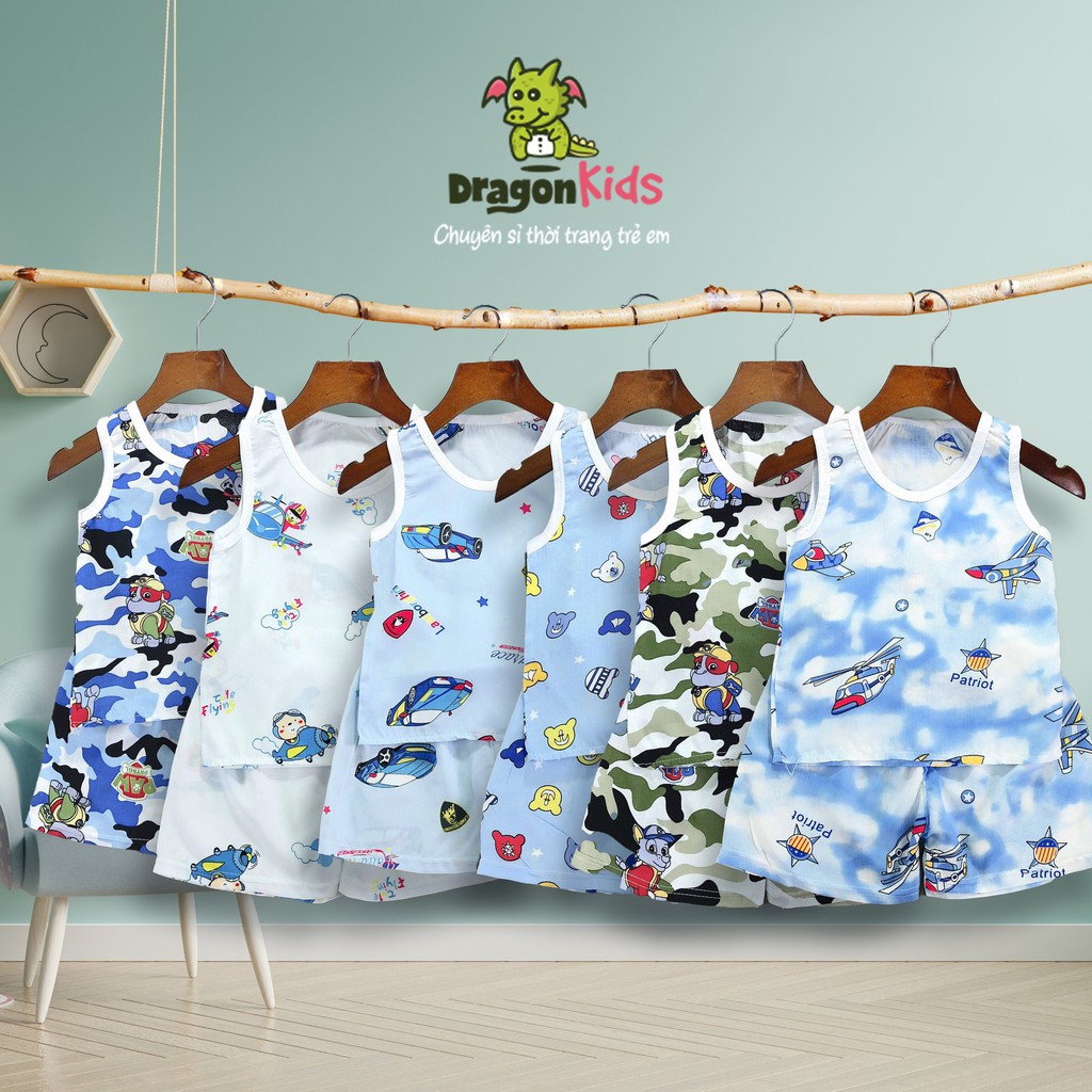 Đồ bộ lanh trẻ em ba lỗ siêu thoáng mát DragonKids