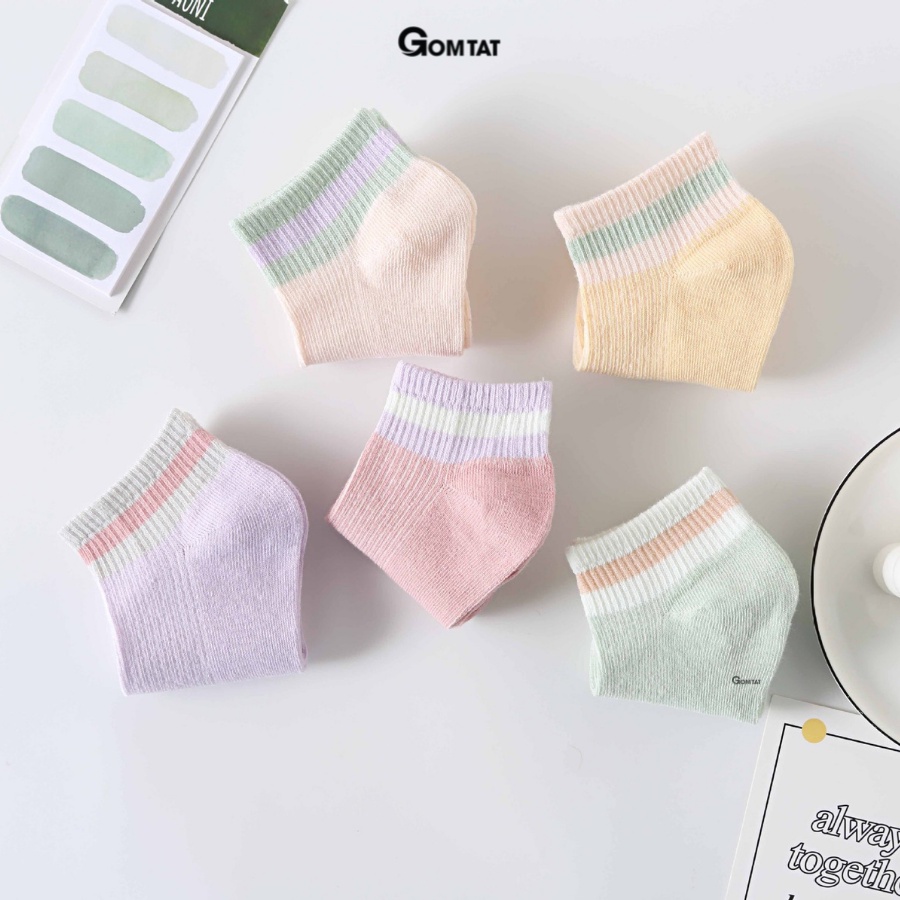 Set 5 đôi tất nữ cổ ngắn GOMTAT họa tiết siêu dễ thương, chất liệu mềm mỏng thoáng mát, êm chân - CB078