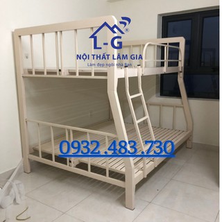 [Mã LIFEBKA5 giảm 10% tối đa 1 Triệu đơn 500k] Giường sắt hộp 2 tầng cao cấp kích thước 1m4x1m6-2m màu kem sữa (HCM)