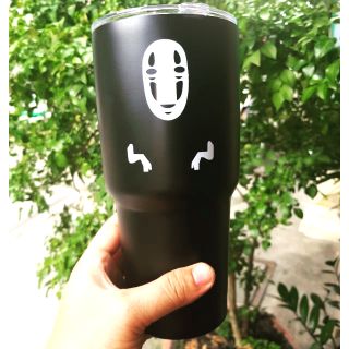 ly giữ nhiệt ma vô diện 900ml rất cute (kèm túi, 2 ống hút, cọ rửa)