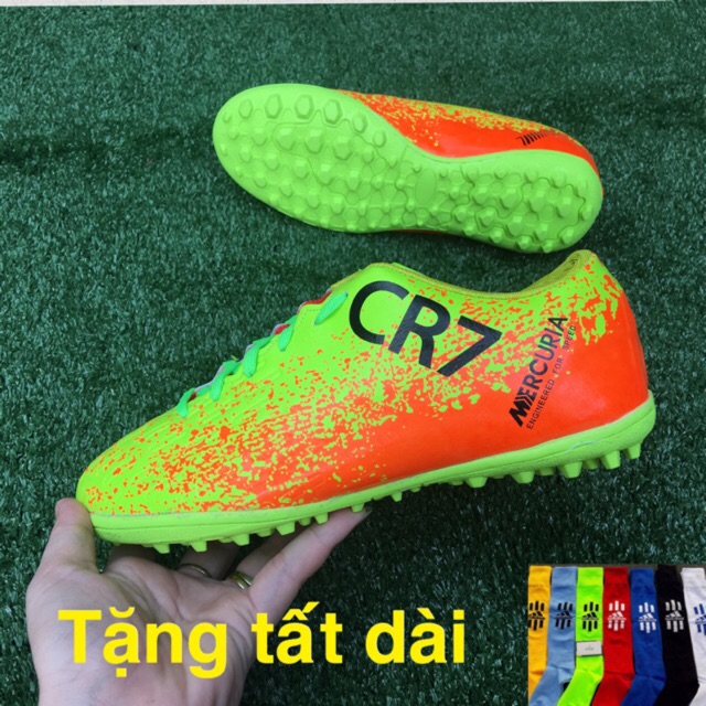 Giày đá banh TẶNG 1 ĐÔI VỚ TẤT DÀI đá bóng,Cr7 đế cao su đã khâu Full đế