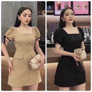 Đầm cổ u hai túi