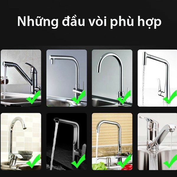 Đầu vòi rửa bát tăng áp điều hướng xoay 360 độ với 3 chế độ nước