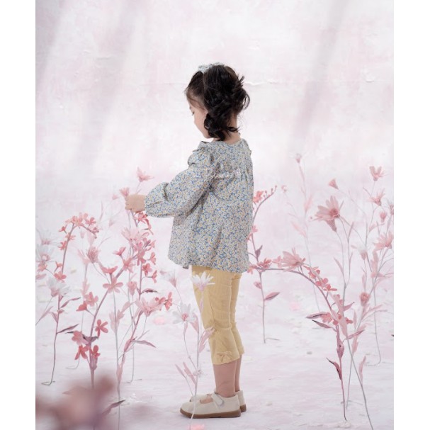 Áo hoa nhí babydoll cổ vuông cho bé gái từ 1-10 tuổi Tini Blooms MS07.1