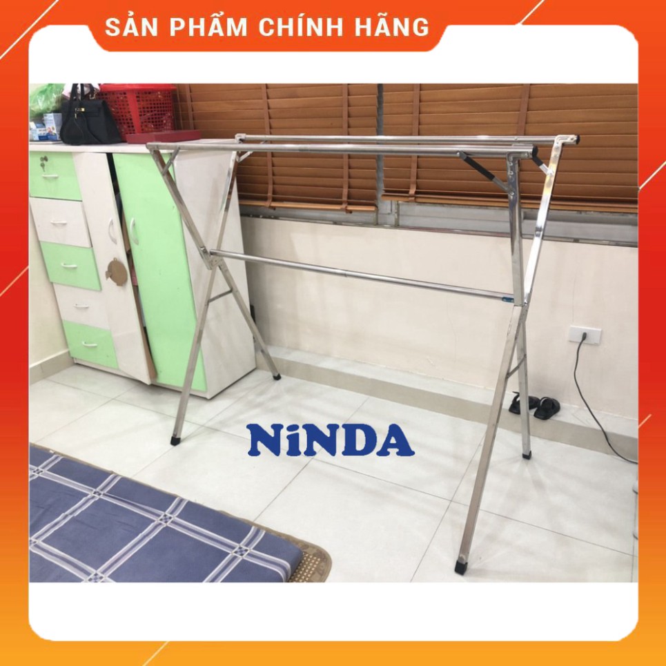 Hàng Mới Giá phơi quần áo Inox 2 tầng gấp gọn NiNDA R-215