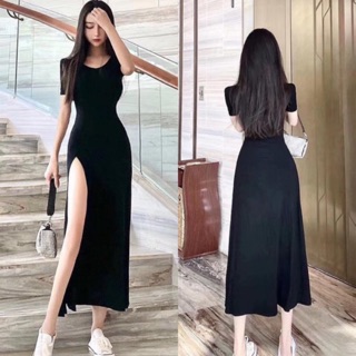 Đầm thun maxi xẻ đùi