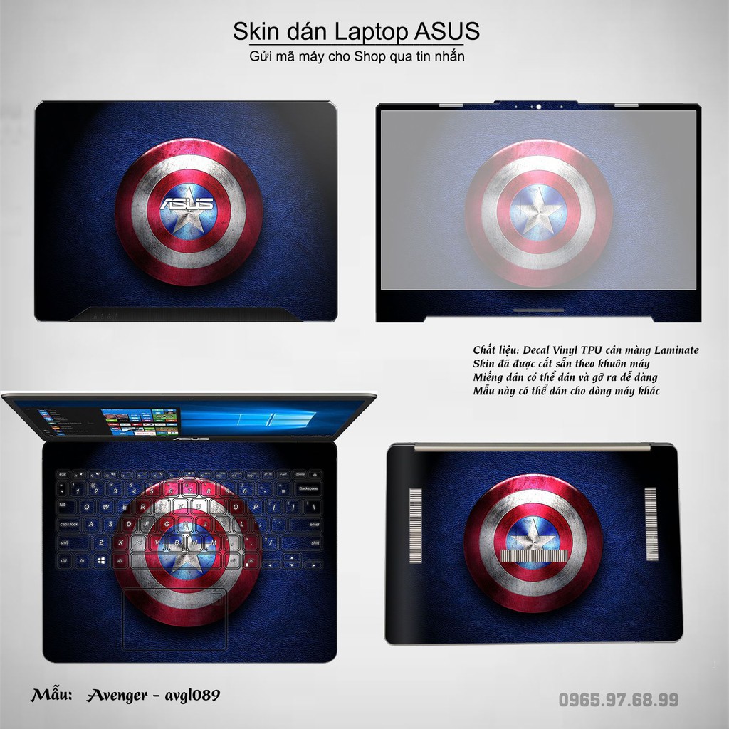 Skin dán Laptop Asus in hình Avenger (inbox mã máy cho Shop)