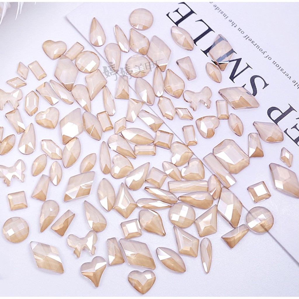 Set 10 Viên Đá Khối Trong Màu Đen Nâu Mới Mix Đủ Kiểu Trang Trí Móng
