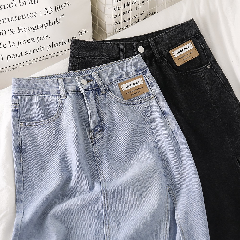 NUZIRO  Chân váy jeans  chữ a thời trang quyến rũ cho nữ