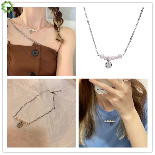 Vòng cổ Choker 40 + 6cm Mặt Cười Đính Ngọc Trai Phong Cách Hàn Quốc Thời Trang Cho Nữ