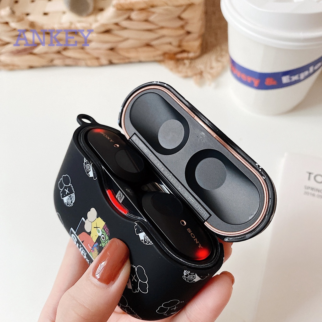 Sony WF-1000XM3 WF-1000XM4 Case Vỏ bọc bảo vệ hộp sạc tai nghe không dây hình KAWS cho Sony WF-1000XM3 WF-1000XM4