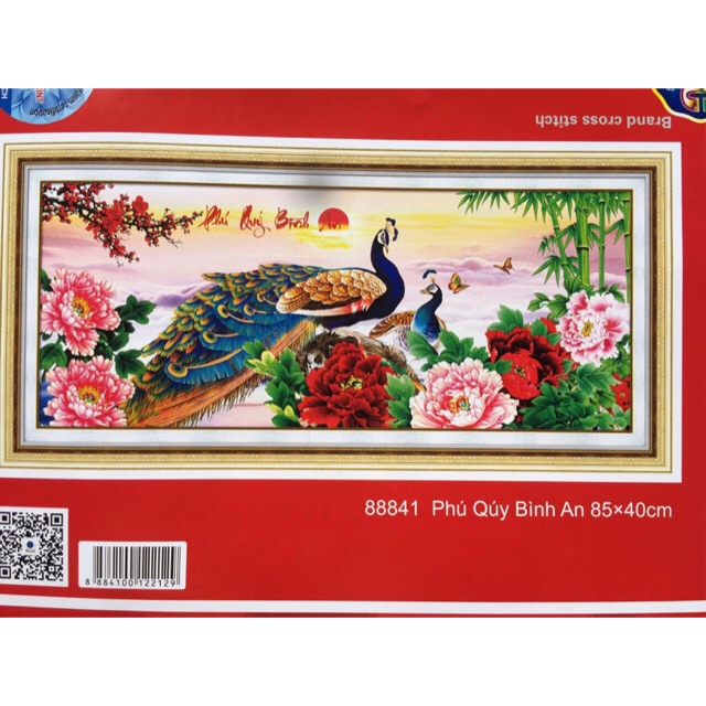 Tranh thêu chữ thập Phú Quý Bình An 88841 (85x40cm) chưa thêu