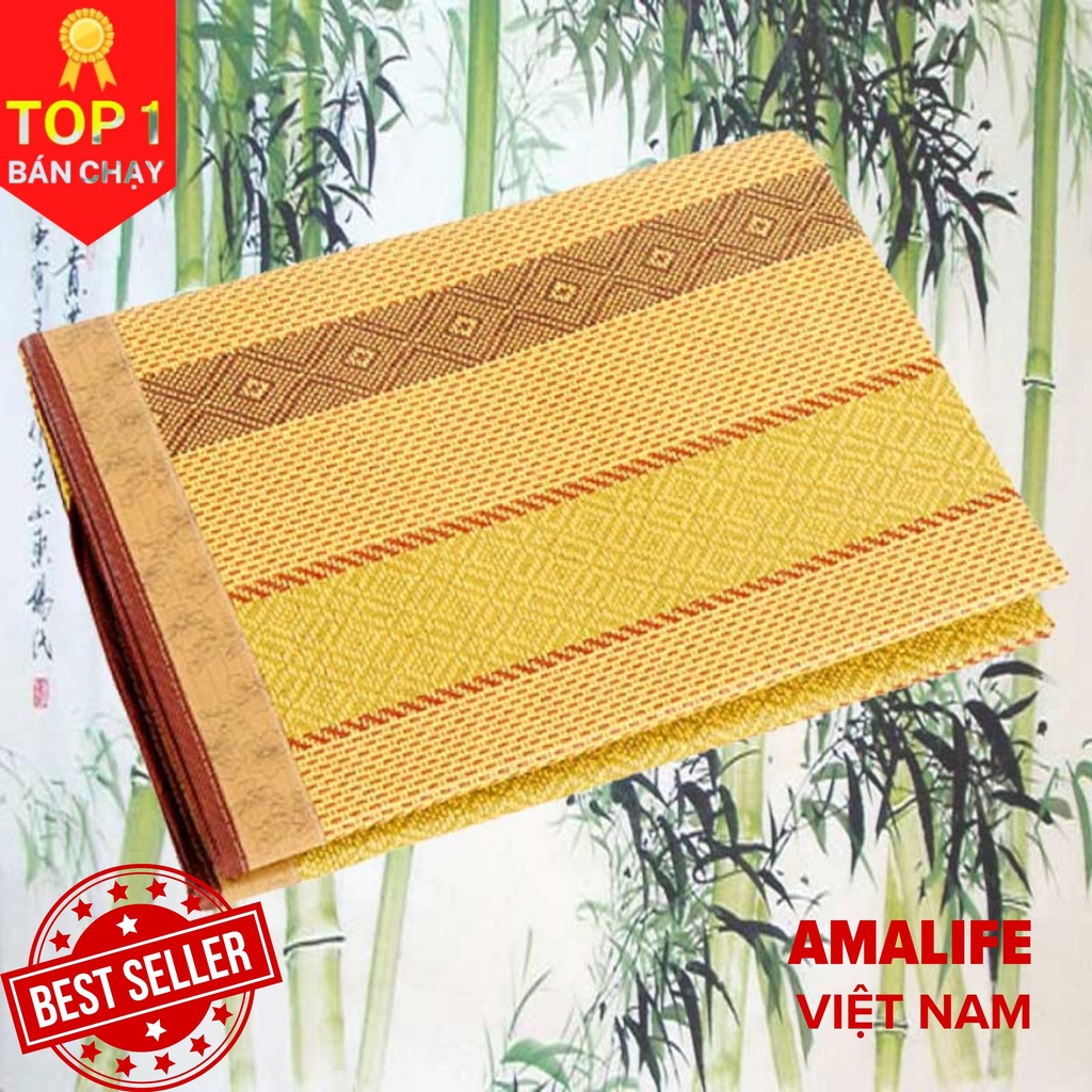 Chiếu điều hòa sợi mây tổng hợp lót lụa cao cấp hàng Việt Nam xuất khẩu 2 mặt giá rẻ 1m2 1m6 1m8 Amalife