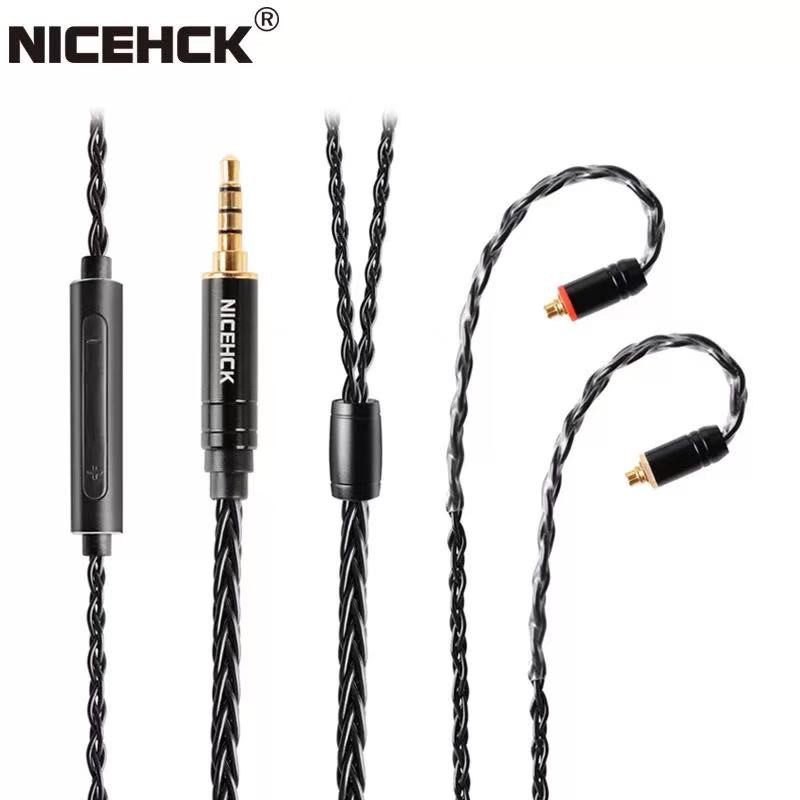 NICEHCK BlackWheat With Mic 8 Core Silver Plated Copper Cable MMCX/NX7/QDC/0.78 2Pin for DB3 C10 CA4 C12 ZSN ZST AS10 EDX DB3