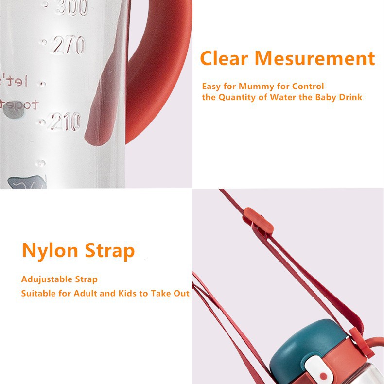 Bình uống nước/ sữa DILLER 8855 MLH8855 chất liệu tritan không chứa BPA chống rò rỉ tiện lợi cho bé 210ml/300ml