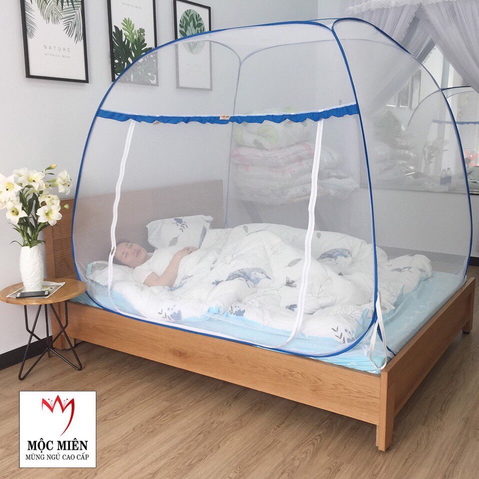 Màn chụp cao cấp Mộc Miên Hà Nội đỉnh rộng không viền chân - 2,2m x 2m - 2 cửa