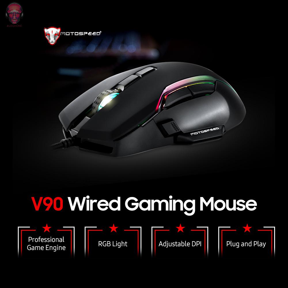 AUD  MOTOSPEED V90 Mouse USB Wired Gaming Mouse RGB Gaming Mouse Ergonomic Mice with 8 Adjustable DPI for Desktop Computer Laptop