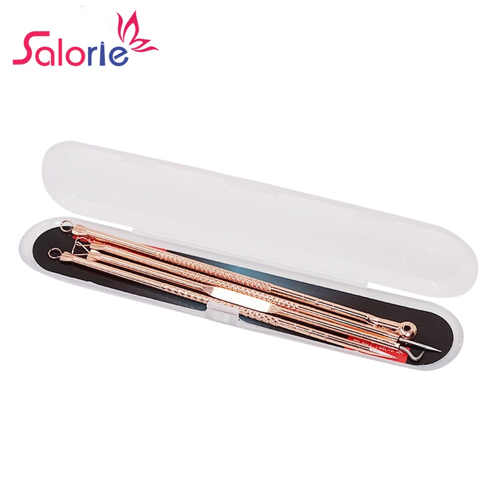 Set 4 Cây Nặn Mụn Đầu Đen Salorie Bằng Thép Không Gỉ Nhanh Gọn Tiện Dụng