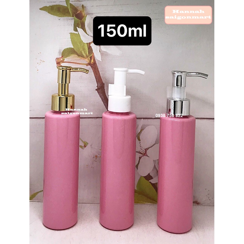 Chai pet chiết mỹ phẩm vai ngang 150ml vòi ấn - Chai đựng mỹ phẩm 150ml vai ngang