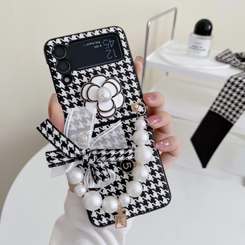 Ốp Điện Thoại Cứng Nắp Lật Phối Dây Xích Và Ngọc Trai Thời Trang Cho Samsung Galaxy Z Flip 3 Flip1/2 4