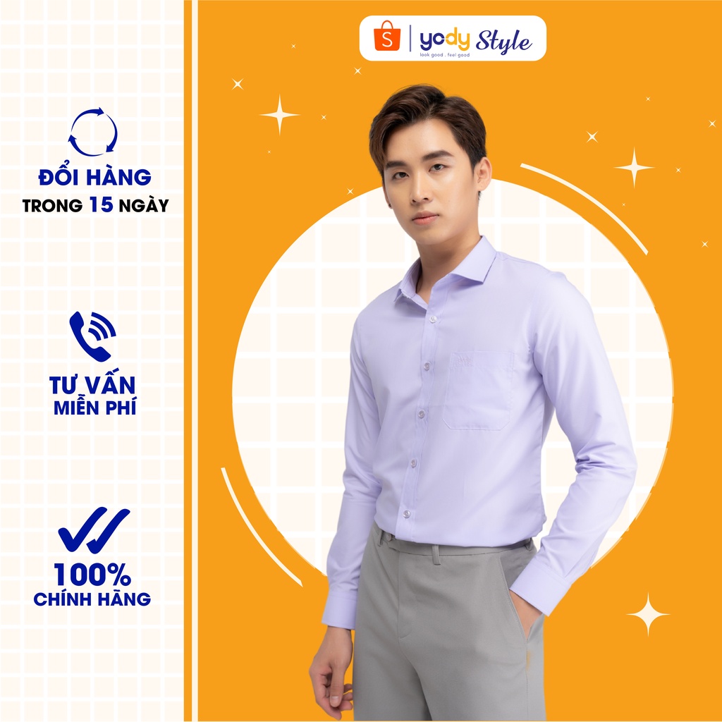 Áo sơ mi YODY nam dài tay kiểu dáng slim có túi chống nhăn - SPM4005