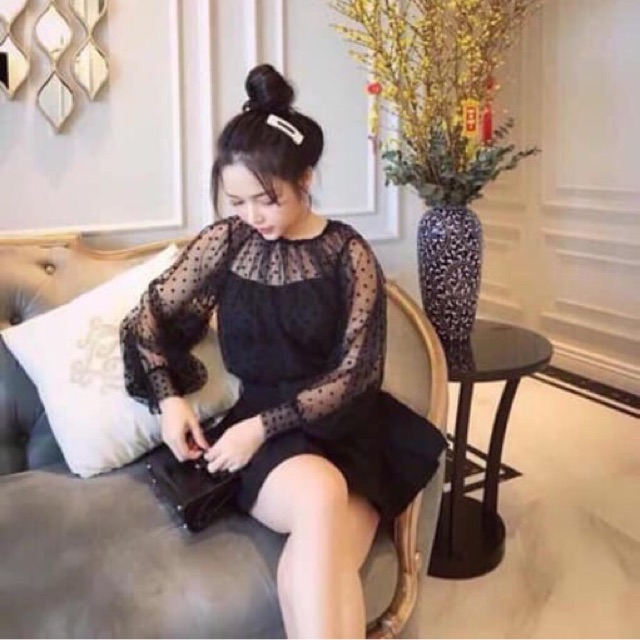 Set áo lưới chấm bi + áo 2dây phối đồ cực xinh ❤️