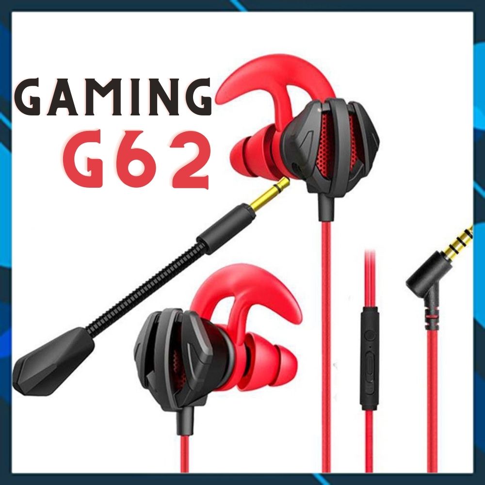 Tai nghe nhét tai có dây Gaming G62, chống ồn, có nút tăng giảm âm lượng, jack 3.5mm