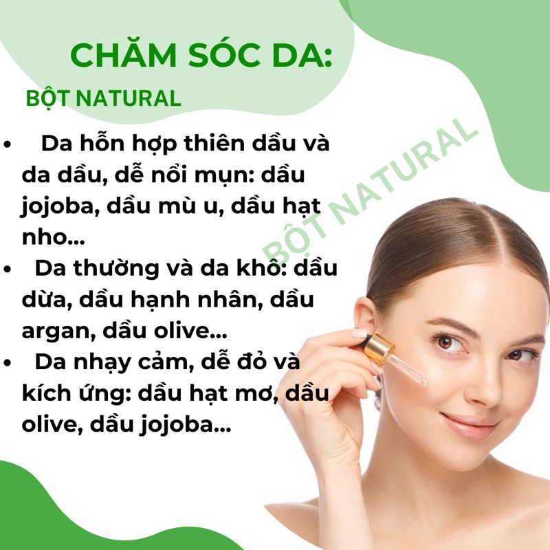 Dầu nền dưỡng da hữu cơ nguyên chất 100% 50Ml - chăm sóc da, tóc, môi, lông mi, lông mày…| Bột Natural