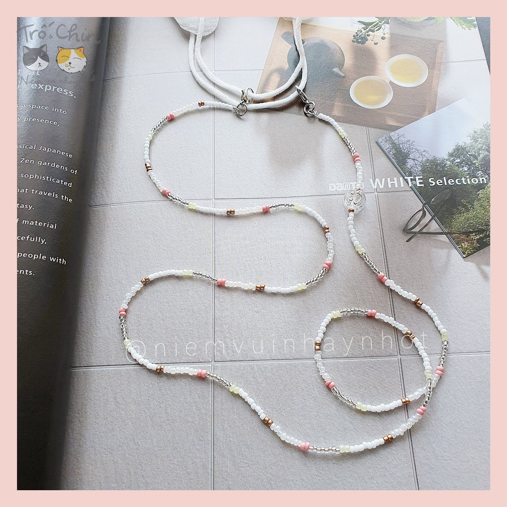 [HANDMADE] Dây đeo khẩu trang Dây đeo kính CLOUD PINK hồng trắng - Gắn charm tên cho từng cá nhân | BigBuy360 - bigbuy360.vn