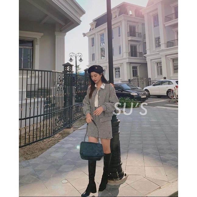 Set áo dạ kèm chân váy hoạ tiết zizac -Set dạ diện tết sang chảnh Chicclothes | BigBuy360 - bigbuy360.vn