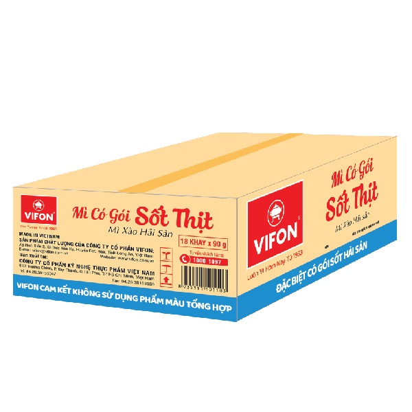Thùng 18 Khay Mì Xào Hải Sản VIFON (90g / Khay)