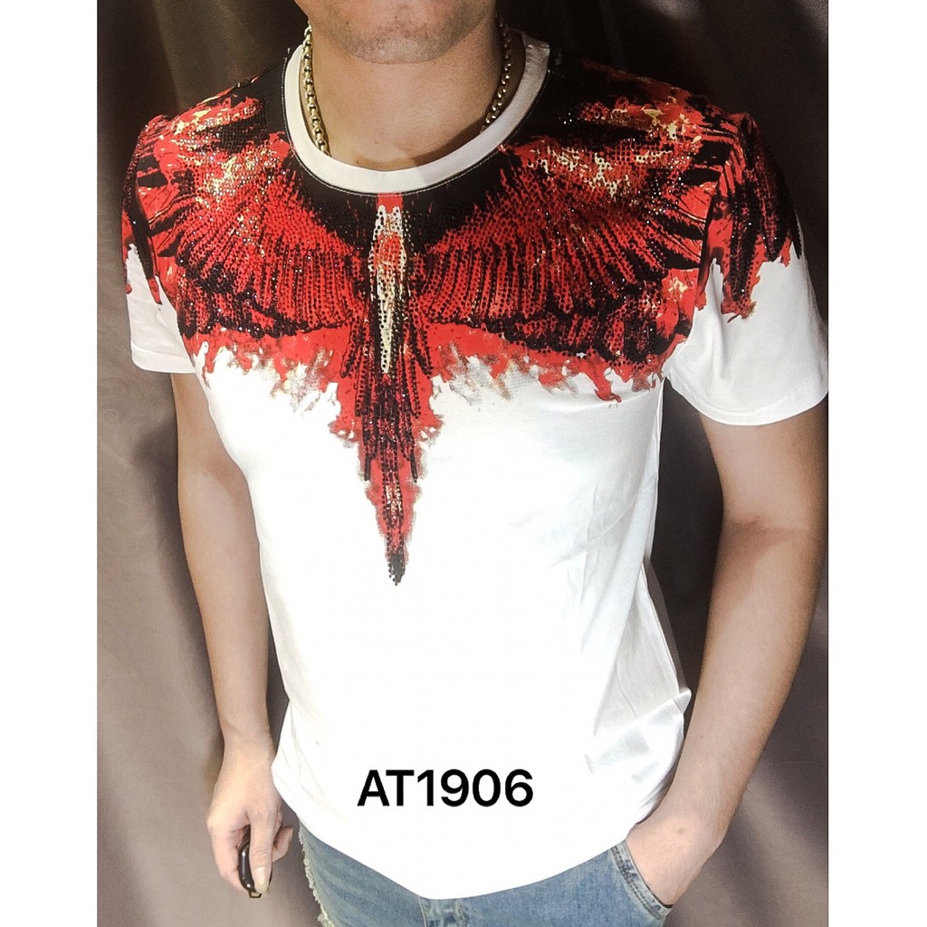 Áo thun cánh chim ngũ sắc AT1906(Nam - Nữ),sang trọng phong cách hàn quốc với những họa tiết đính đá cánh chim