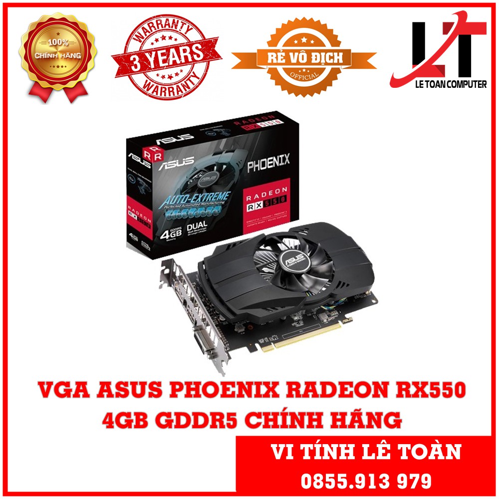 VGA ASUS PHOENIX RADEON RX550 4GB GDDR5 CHÍNH HÃNG